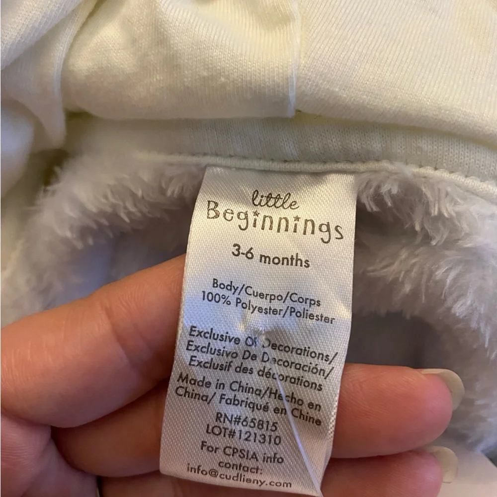Little Beginnings White Zoo Animal Zip Up Pram Footie Pajamas Baby Boy 3 - 6 M